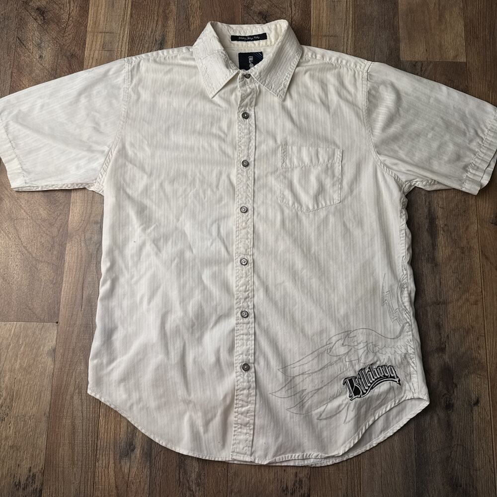 Vintage Y2K Billabong Button Down Shirt Men's‎ Large White Grunge Skater Surfer